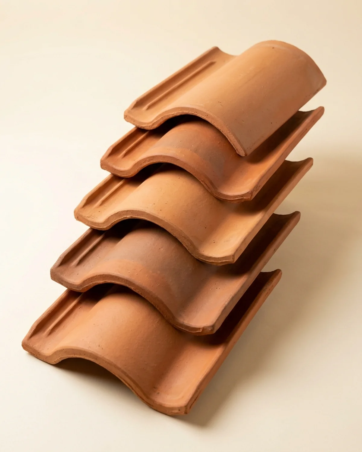 Terracotta clay roof tiles, Spanish mission S-curve profile